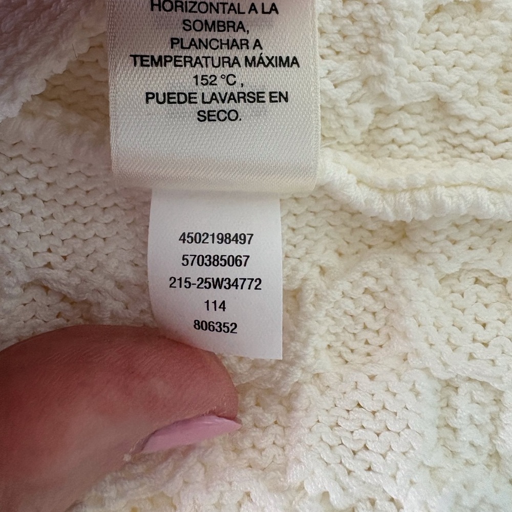 WHBM XL Ecru Top Cap Sleeves Cable Knit Design NWT Office Career Party Cruise - Picture 9 of 12